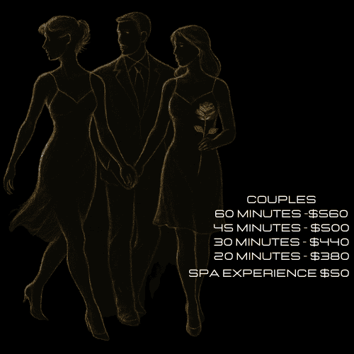 couples 60 minutes -$560 45 minutes - $500 30 minutes - $440 20 minutes - $380